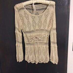 Ladies Long Sleeve Cotton Top Cream Color